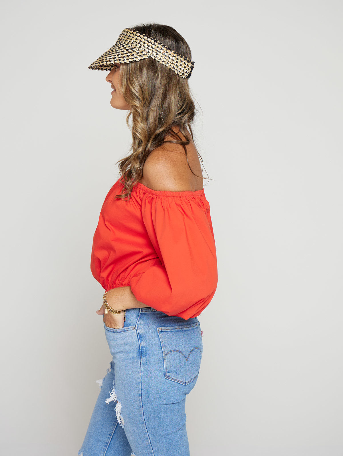 Cleobella Braided Straw Visor Hat Doba